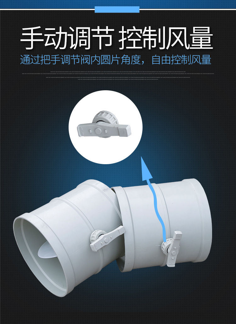 富億隆 塑料手動調節風閥風管 風量調節承接法蘭口PP風量塑料閥管